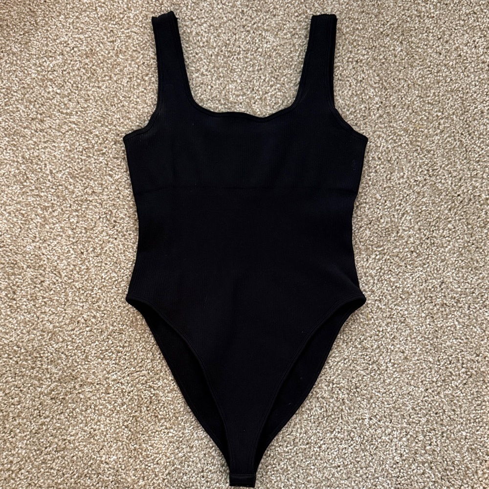Black Ribbed Bodysuit